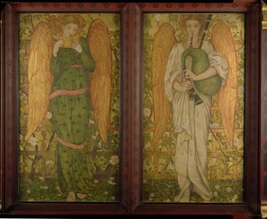 Angels with Pan Pipes and Bagpipes by John Roddam Spencer Stanhope